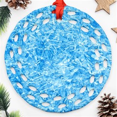 Blue Ice Crystals Round Filigree Ornament (2side) by trendistuff