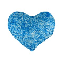 Blue Ice Crystals Standard 16  Premium Flano Heart Shape Cushions by trendistuff