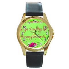 Garcia s Greetings Round Gold Metal Watches