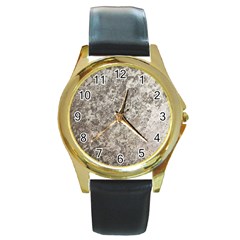 Weathered Grey Stone Round Gold Metal Watches