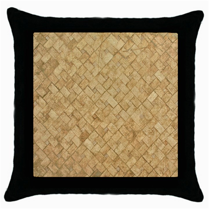 TAN DIAMOND BRICK Throw Pillow Cases (Black)