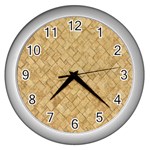 TAN DIAMOND BRICK Wall Clocks (Silver) 