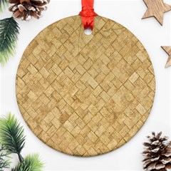 Tan Diamond Brick Round Ornament (two Sides)  by trendistuff