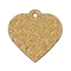 Tan Diamond Brick Dog Tag Heart (two Sides)