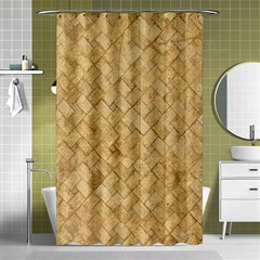 Tan Diamond Brick Shower Curtain 48  X 72  (small) 