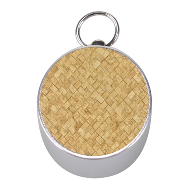 TAN DIAMOND BRICK Mini Silver Compasses