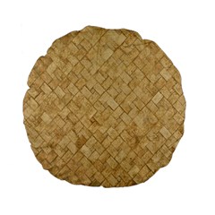 Tan Diamond Brick Standard 15  Premium Flano Round Cushions