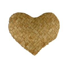 Tan Diamond Brick Standard 16  Premium Flano Heart Shape Cushions by trendistuff