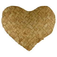 Tan Diamond Brick Large 19  Premium Flano Heart Shape Cushions