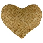 TAN DIAMOND BRICK Large 19  Premium Flano Heart Shape Cushions Front