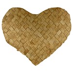 TAN DIAMOND BRICK Large 19  Premium Flano Heart Shape Cushions Back