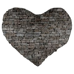 Stone Wall Grey Large 19  Premium Flano Heart Shape Cushions by trendistuff