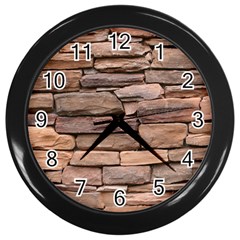 Stone Wall Brown Wall Clocks (black)