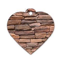 Stone Wall Brown Dog Tag Heart (two Sides) by trendistuff