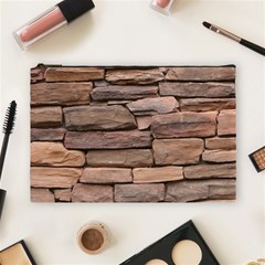 Stone Wall Brown Cosmetic Bag (large)  by trendistuff