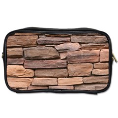 Stone Wall Brown Toiletries Bags by trendistuff