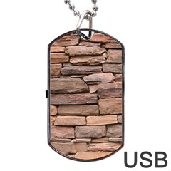 Stone Wall Brown Dog Tag Usb Flash (one Side)