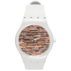 Stone Wall Brown Round Plastic Sport Watch (m) by trendistuff