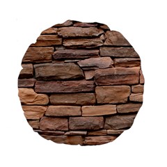 Stone Wall Brown Standard 15  Premium Round Cushions by trendistuff