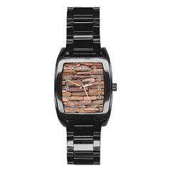 Stone Wall Brown Stainless Steel Barrel Watch by trendistuff