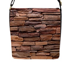 Stone Wall Brown Flap Messenger Bag (l)  by trendistuff