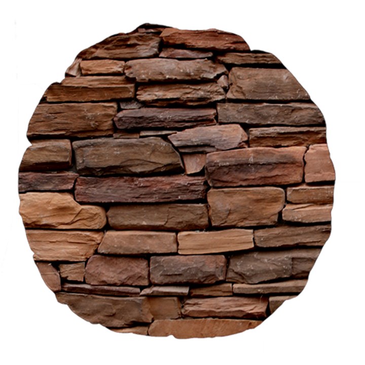 STONE WALL BROWN Large 18  Premium Flano Round Cushions