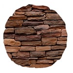 STONE WALL BROWN Large 18  Premium Flano Round Cushions Back