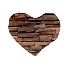 Stone Wall Brown Standard 16  Premium Flano Heart Shape Cushions