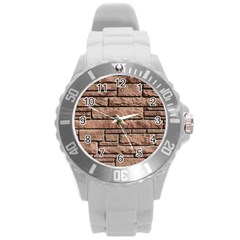 Sandstone Brick Round Plastic Sport Watch (l) by trendistuff