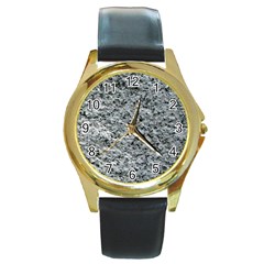 Rough Grey Stone Round Gold Metal Watches