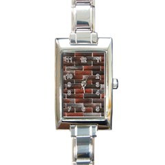 Red And Black Brick Wall Rectangle Italian Charm Watches by trendistuff