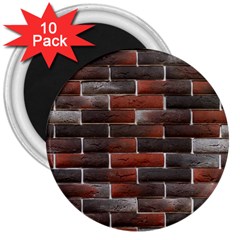 Red And Black Brick Wall 3  Magnets (10 Pack) 