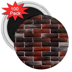 Red And Black Brick Wall 3  Magnets (100 Pack) by trendistuff