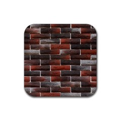 Red And Black Brick Wall Rubber Coaster (square)  by trendistuff