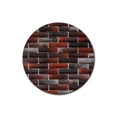 Red And Black Brick Wall Rubber Round Coaster (4 Pack)  by trendistuff