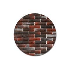 Red And Black Brick Wall Magnet 3  (round)