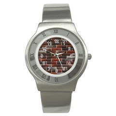 Red And Black Brick Wall Stainless Steel Watches by trendistuff