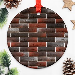 Red And Black Brick Wall Round Ornament (two Sides)  by trendistuff