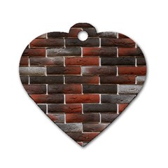 Red And Black Brick Wall Dog Tag Heart (one Side) by trendistuff