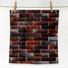 Red And Black Brick Wall Face Towel by trendistuff