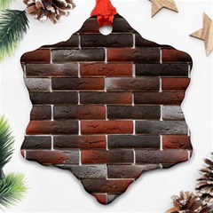 Red And Black Brick Wall Snowflake Ornament (2-side)