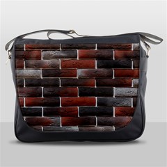 Red And Black Brick Wall Messenger Bags by trendistuff