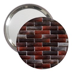 Red And Black Brick Wall 3  Handbag Mirrors by trendistuff