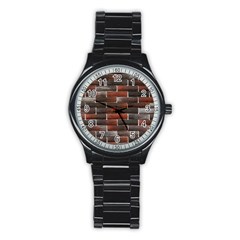 Red And Black Brick Wall Stainless Steel Round Watches by trendistuff