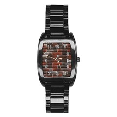 Red And Black Brick Wall Stainless Steel Barrel Watch by trendistuff