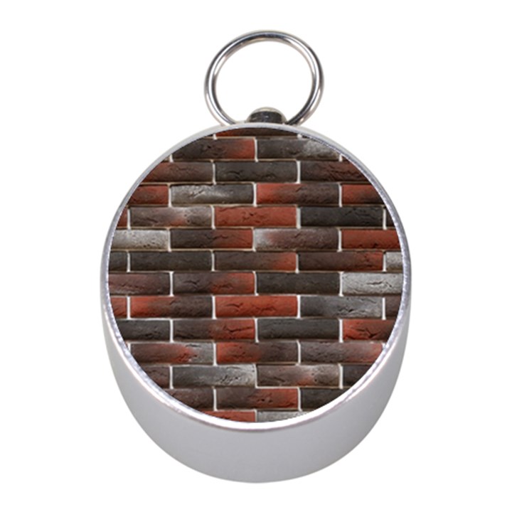 RED AND BLACK BRICK WALL Mini Silver Compasses