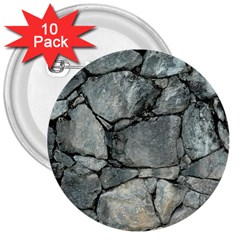 Grey Stone Pile 3  Buttons (10 Pack) 