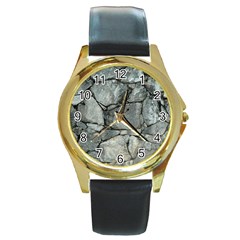 Grey Stone Pile Round Gold Metal Watches