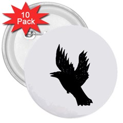 Crow 3  Buttons (10 Pack) 