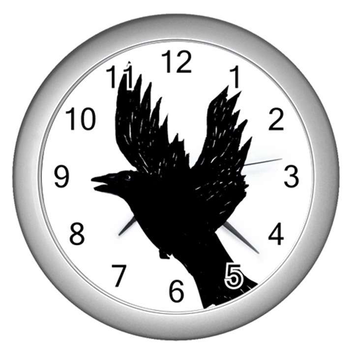 Crow Wall Clocks (Silver) 